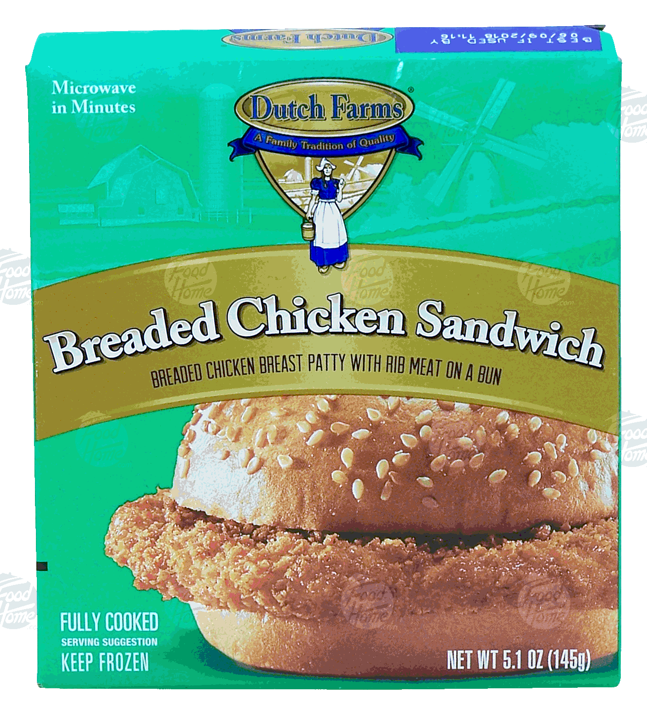 Dutch Farms  breaded chicken breast patty on a bun Full-Size Picture